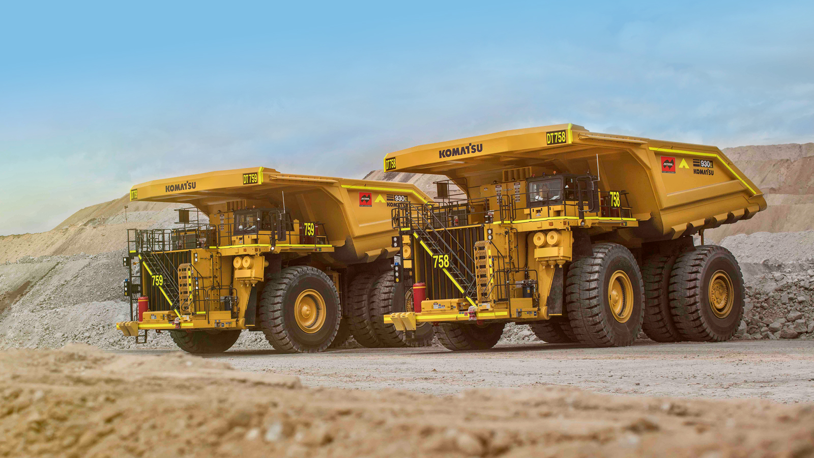 2 Komatsu 930E Mining Dump Trucks